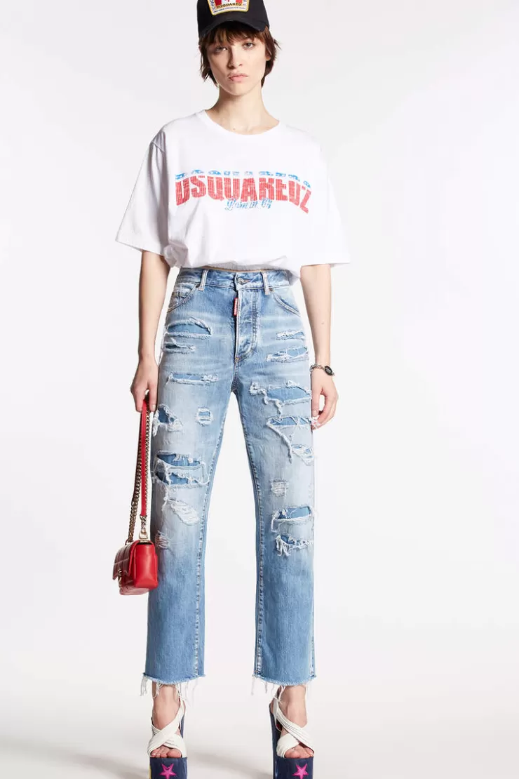 Dsquared2 Light Super Ripped Wash Boston Jeans>Donna Jeans