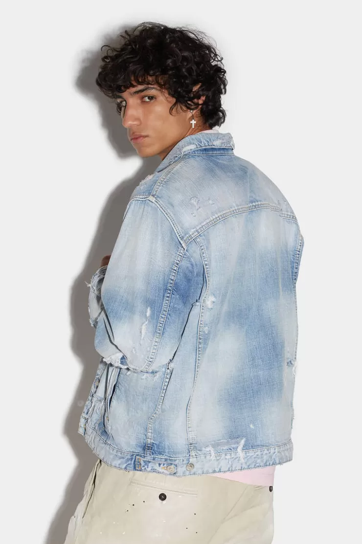 Dsquared2 Light Super Ripped Wash Medium Over Jean Jacket>Uomo Cappotti & Giubbotti