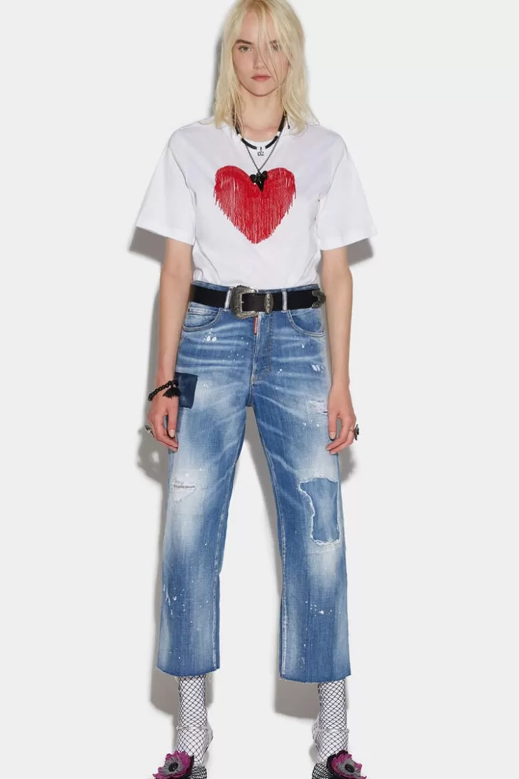 Dsquared2 Medium Denim Patches Wash L.A. Jeans>Donna Jeans