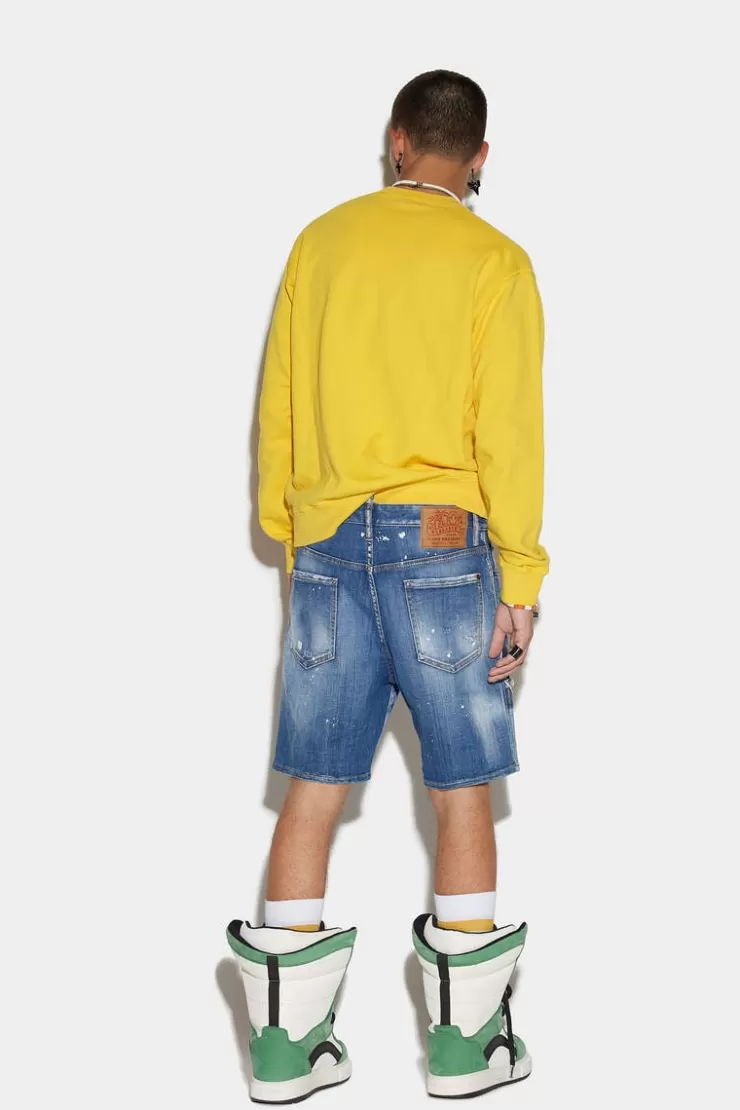 Dsquared2 Medium Denim Patches Wash Marine Shorts>Uomo Pantaloni Corti