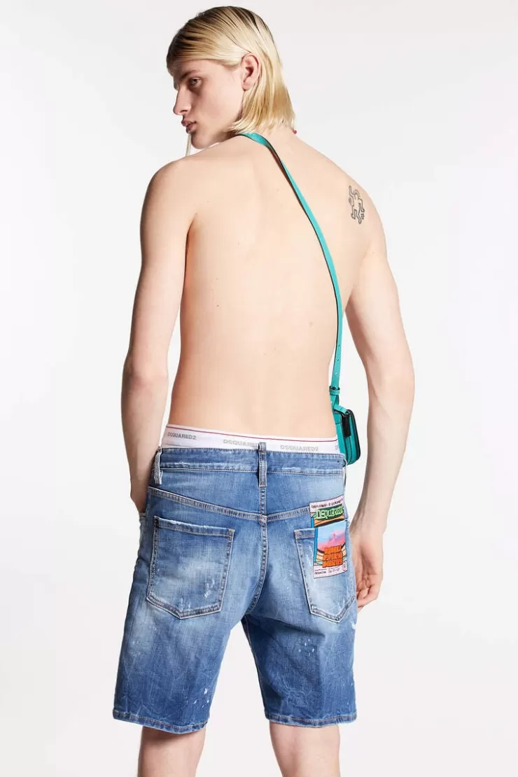 Dsquared2 Medium E Square Wash All Over Print Short>Uomo Pantaloni Corti