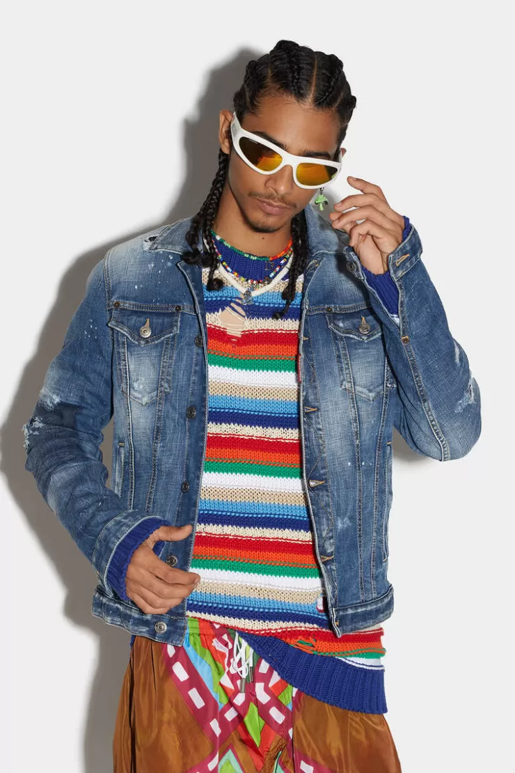 Dsquared2 Medium E Square Wash Classic Jean Jacket>Uomo Cappotti & Giubbotti