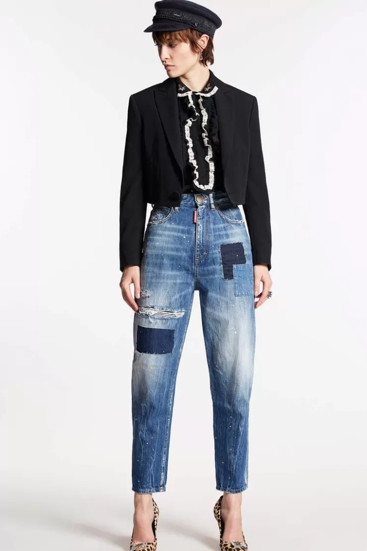 Dsquared2 Medium Patch Wash Sasoon Jeans>Donna Jeans