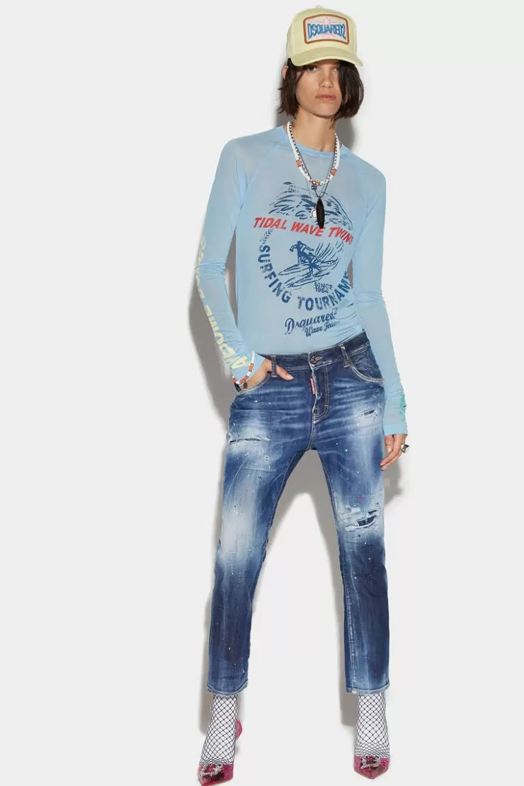 Dsquared2 Medium Powder Spots Wash Cool Girl Cropped Jeans>Donna Jeans