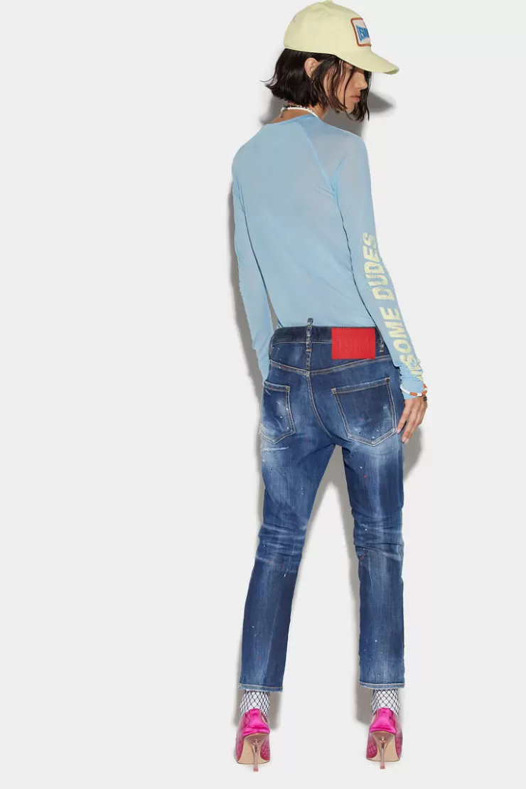 Dsquared2 Medium Powder Spots Wash Cool Girl Cropped Jeans>Donna Jeans