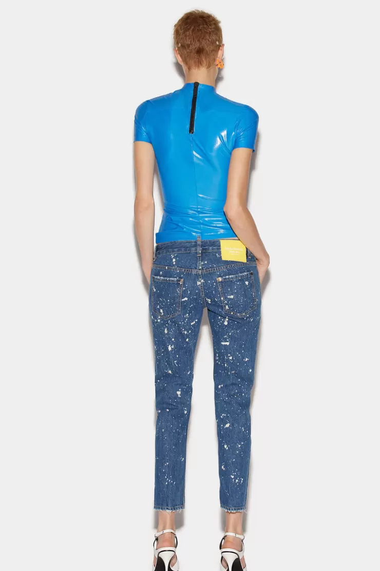 Dsquared2 Medium Sea Salt Wash Jennifer Cropped Jeans>Donna Jeans