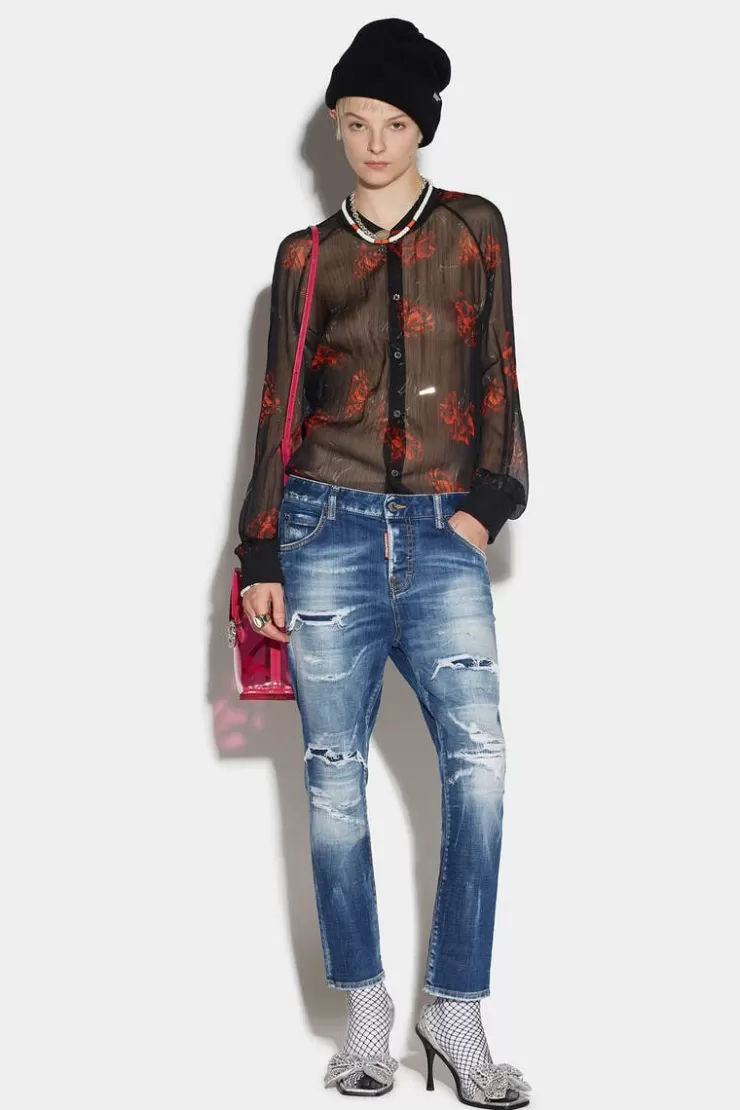 Dsquared2 Medium Slash Wash Cool Girl Cropped Jeans>Donna Jeans