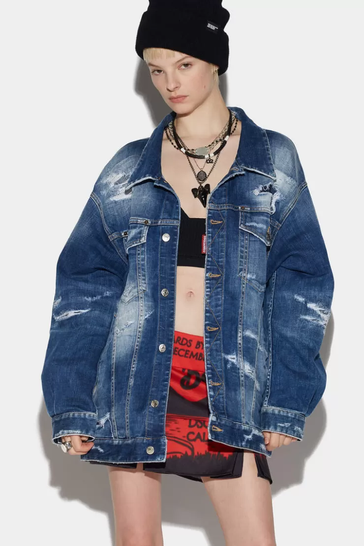 Dsquared2 Medium Slash Wash Over Jean Jacket>Donna Cappotti & Giubbotti