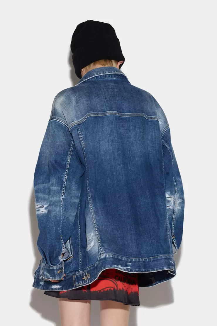 Dsquared2 Medium Slash Wash Over Jean Jacket>Donna Cappotti & Giubbotti