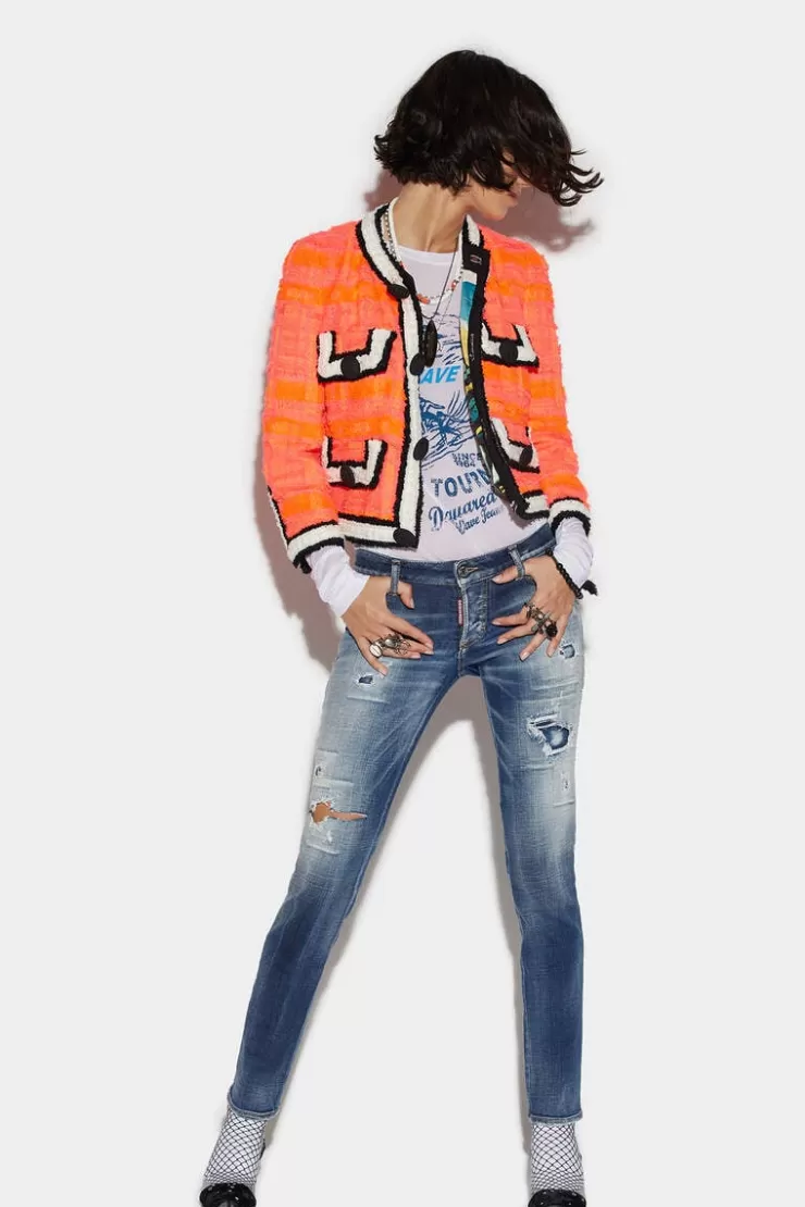 Dsquared2 Medium Stapled Clean Wash Jennifer Jeans>Donna Jeans