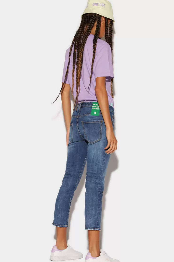 Dsquared2 Medium Wash Cool Girl Cropped Jeans>Donna Jeans