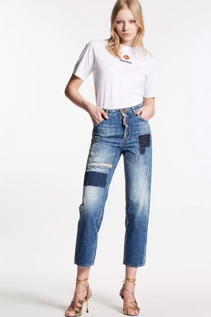 Dsquared2 Multicolor Waved Stripes Boston Jeans>Donna Jeans