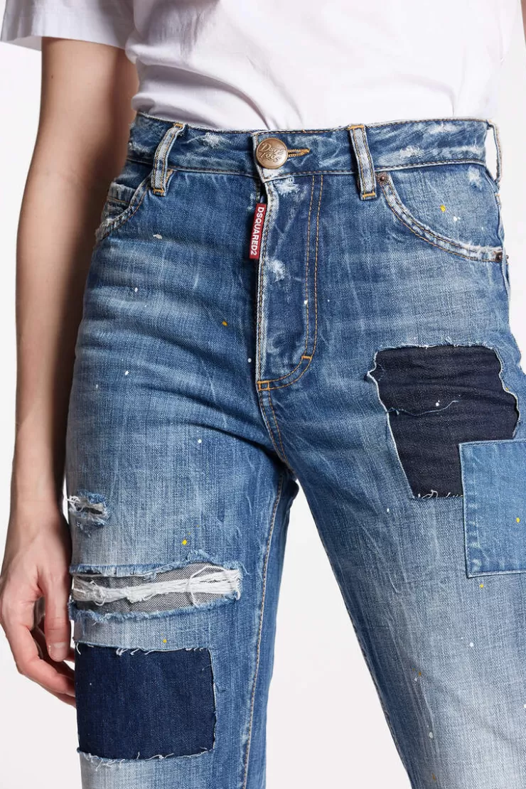 Dsquared2 Multicolor Waved Stripes Boston Jeans>Donna Jeans
