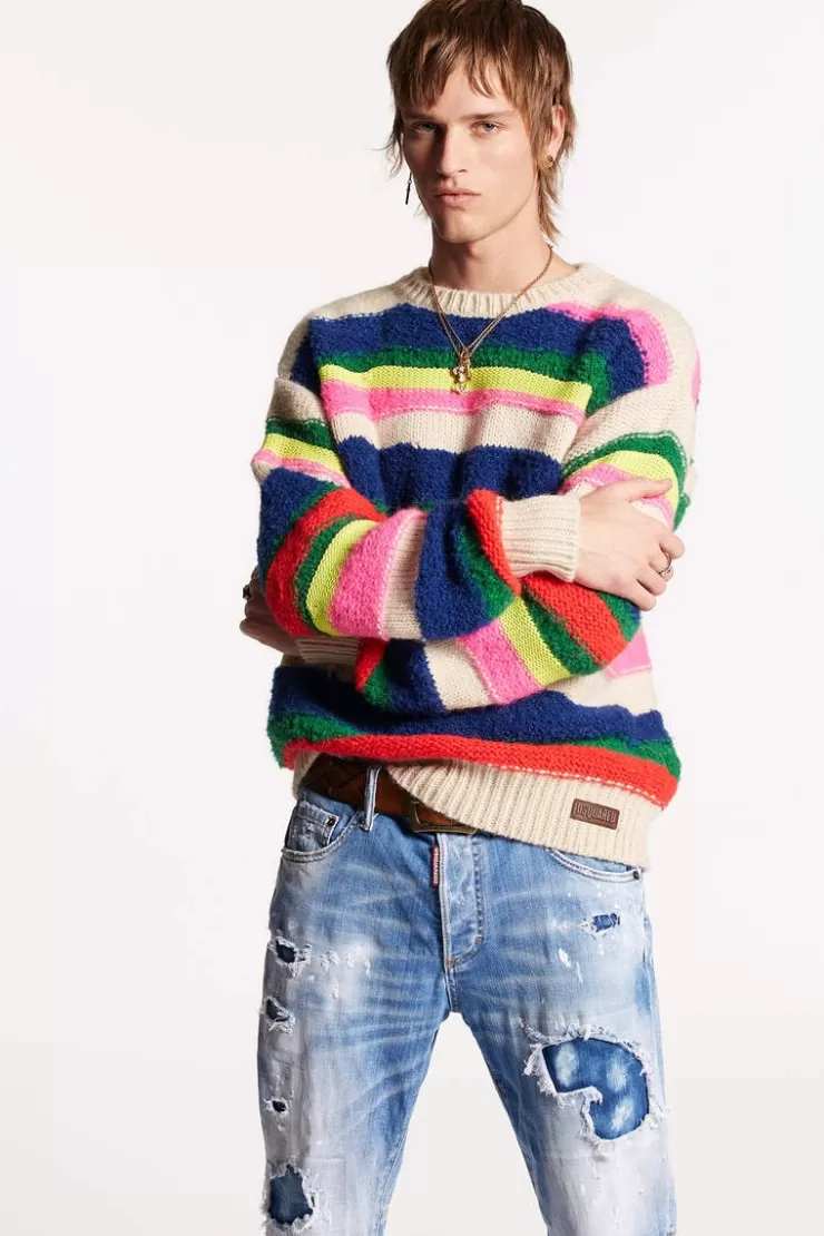 Dsquared2 Multicolor Waved Stripes Knit>Uomo Maglieria