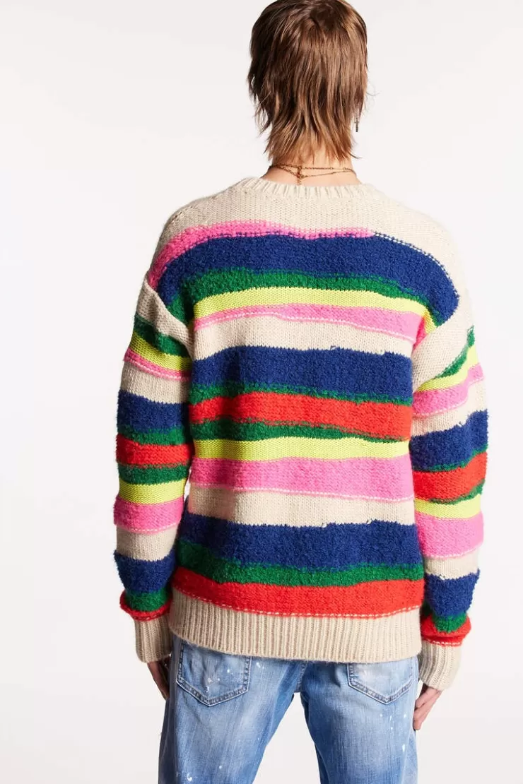 Dsquared2 Multicolor Waved Stripes Knit>Uomo Maglieria