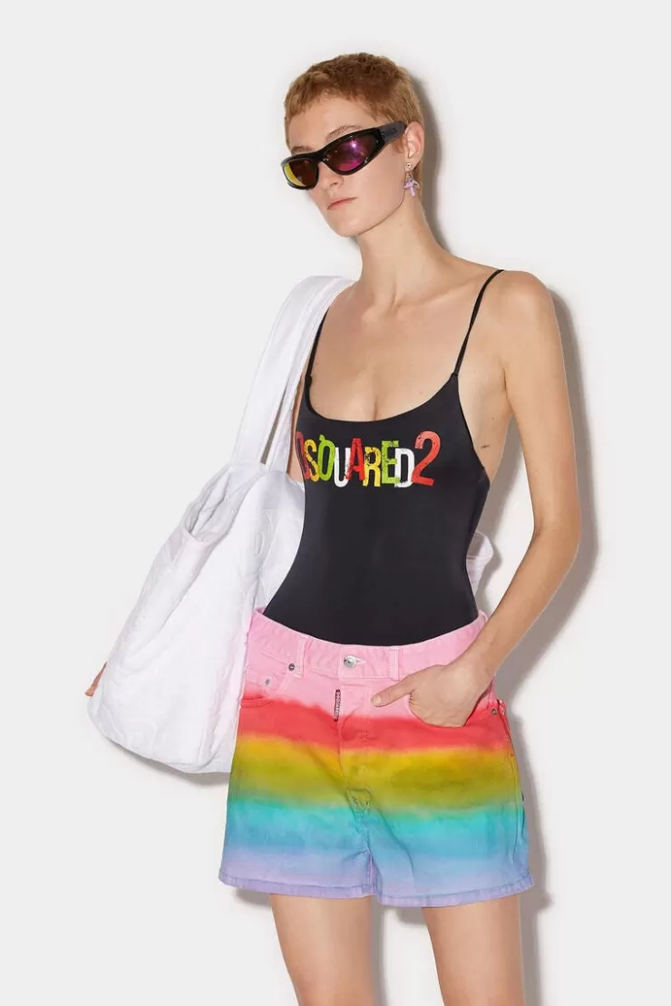 Dsquared2 Rainbow Baggy Shorts>Donna Pantaloni Corti