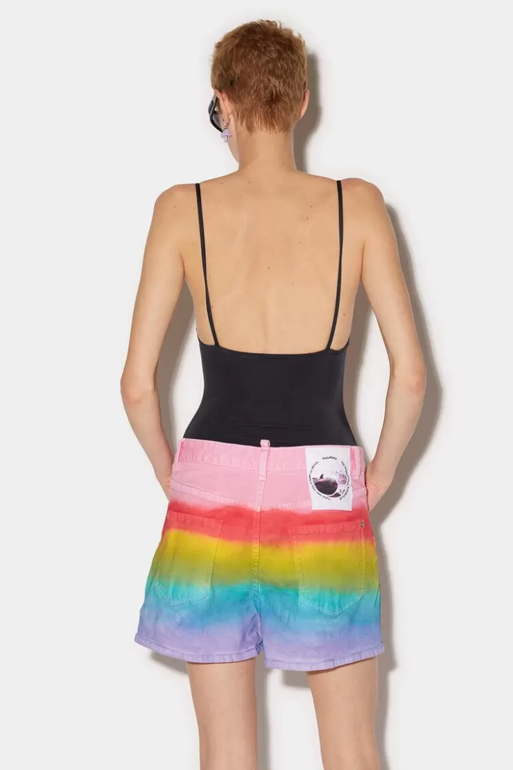 Dsquared2 Rainbow Baggy Shorts>Donna Pantaloni Corti