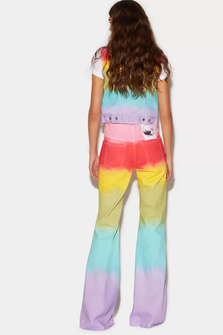 Dsquared2 Rainbow Wash Super Flare Jeans>Donna Jeans