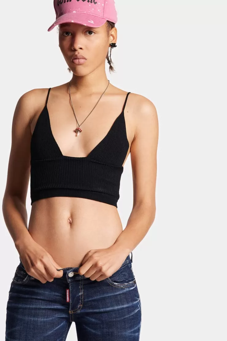 Dsquared2 Ribbed Knit Bra Top>Donna Top & T-Shirt