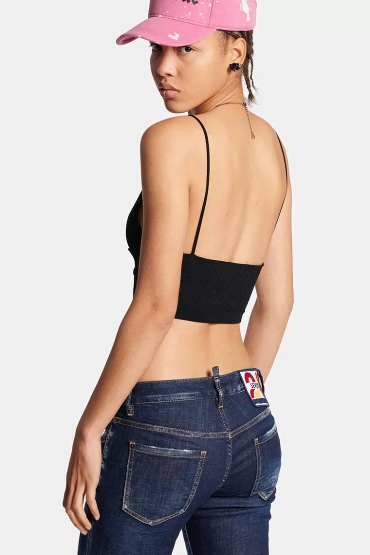 Dsquared2 Ribbed Knit Bra Top>Donna Top & T-Shirt