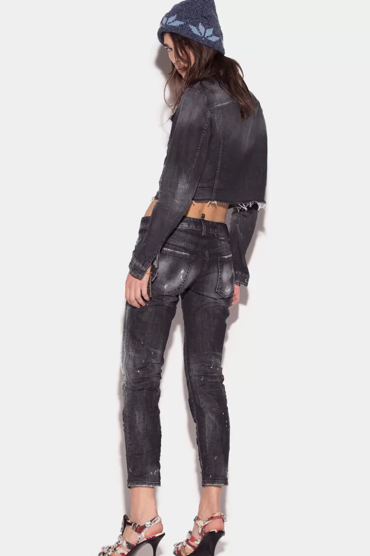 Dsquared2 Ripped Knee Wash Jennifer Cropped Jeans>Donna Jeans