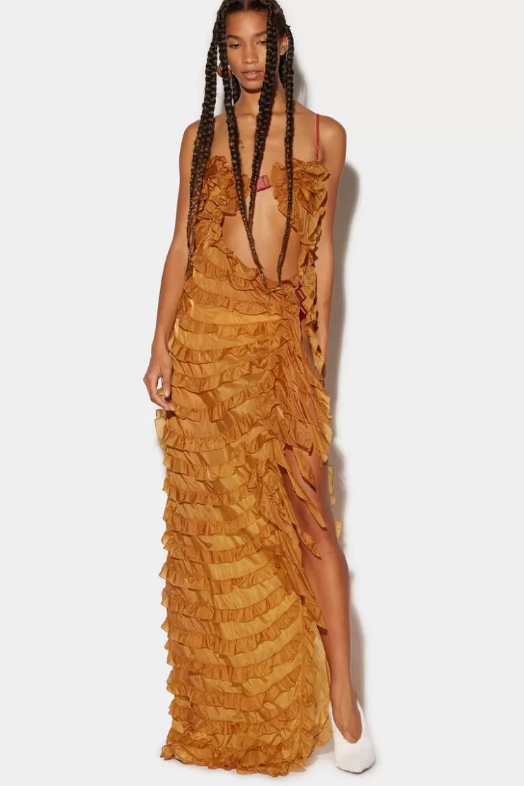 Dsquared2 Ruffled Cut-Out Gown Dress>Donna Vestiti E Tute