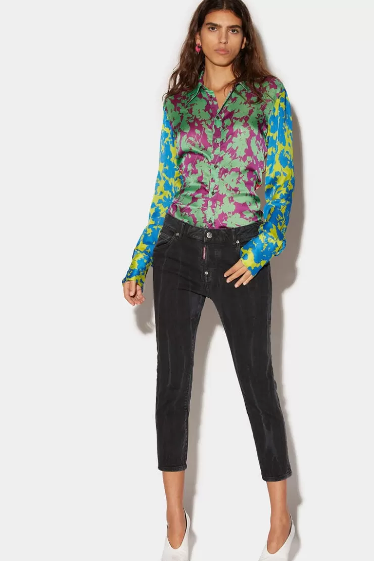 Dsquared2 Smoke Black Bull Wash Cool Girl Cropped Jeans>Donna Jeans