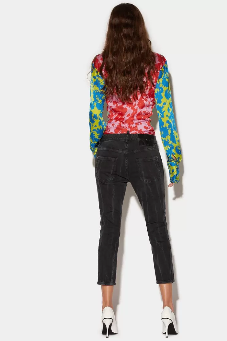 Dsquared2 Smoke Black Bull Wash Cool Girl Cropped Jeans>Donna Jeans
