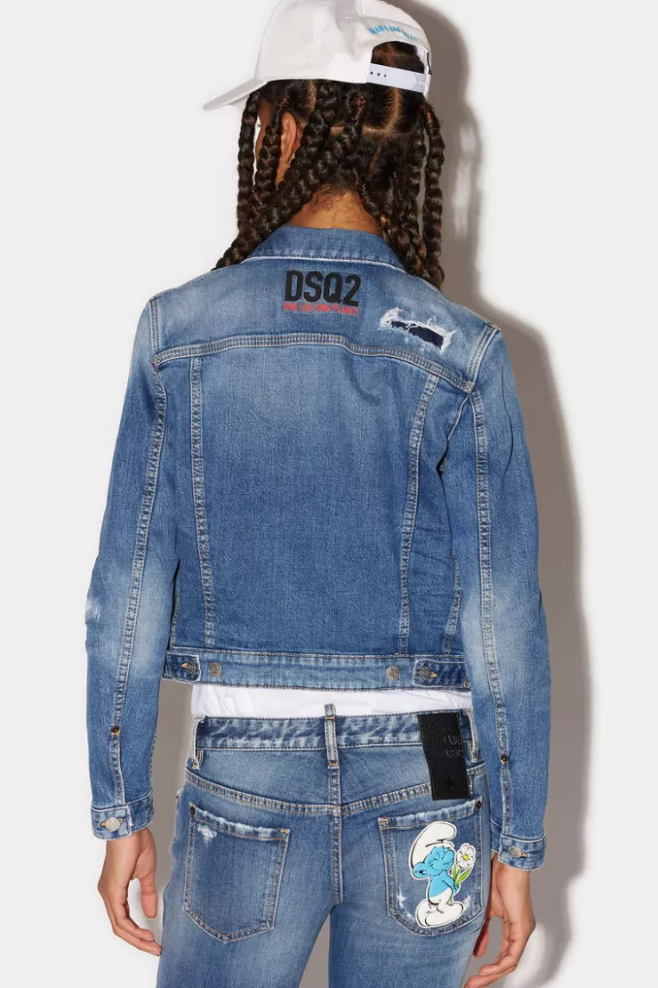 Dsquared2 Smurfs Boyfriend Jeans Jacket>Donna Cappotti & Giubbotti