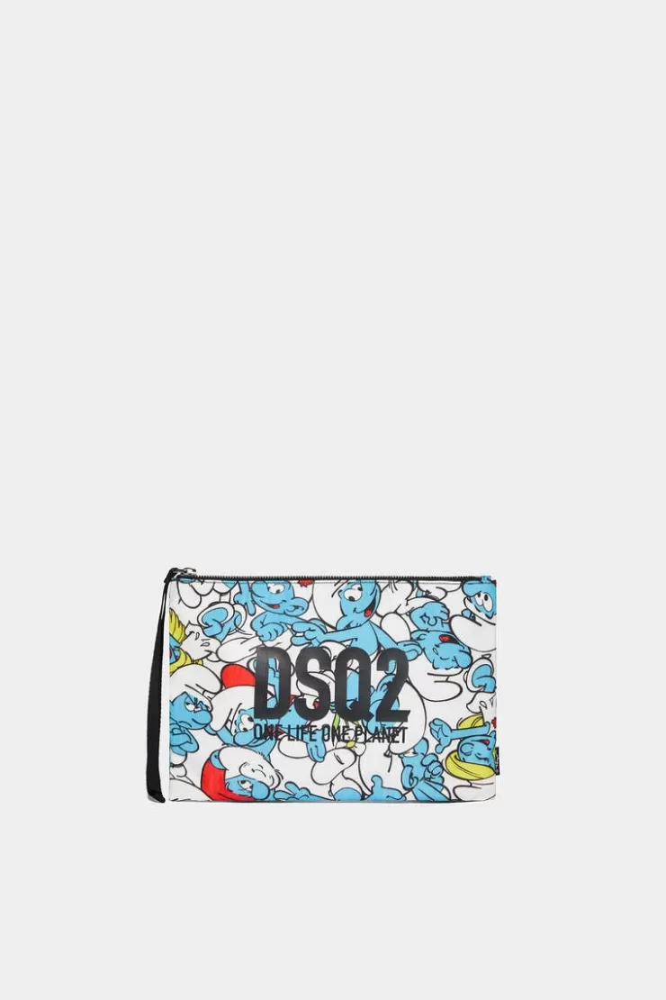 Dsquared2 Smurfs Crowd Zip Pouch>Donna Piccola Pelletteria