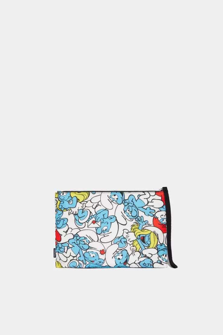 Dsquared2 Smurfs Crowd Zip Pouch>Donna Piccola Pelletteria