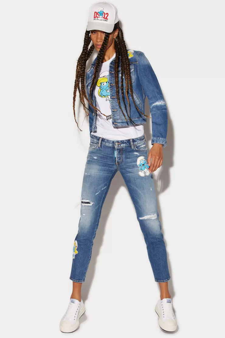 Dsquared2 Smurfs Medium Ripped Wash Jennifer Jeans>Donna Jeans