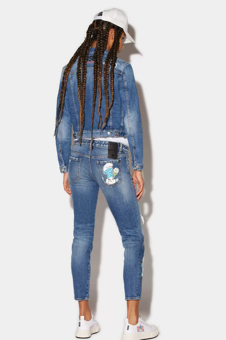 Dsquared2 Smurfs Medium Ripped Wash Jennifer Jeans>Donna Jeans
