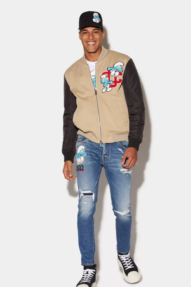 Dsquared2 Smurfs Medium Ripped Wash Skater Jeans>Uomo Jeans