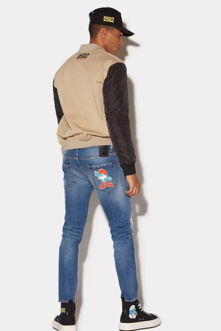 Dsquared2 Smurfs Medium Ripped Wash Skater Jeans>Uomo Jeans