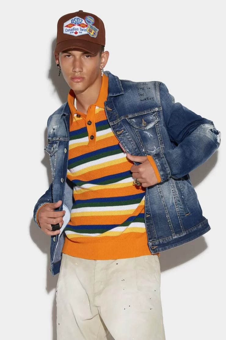 Dsquared2 Stapled Medium Stapled Clean Wash Dan Jean Jacket>Uomo Cappotti & Giubbotti