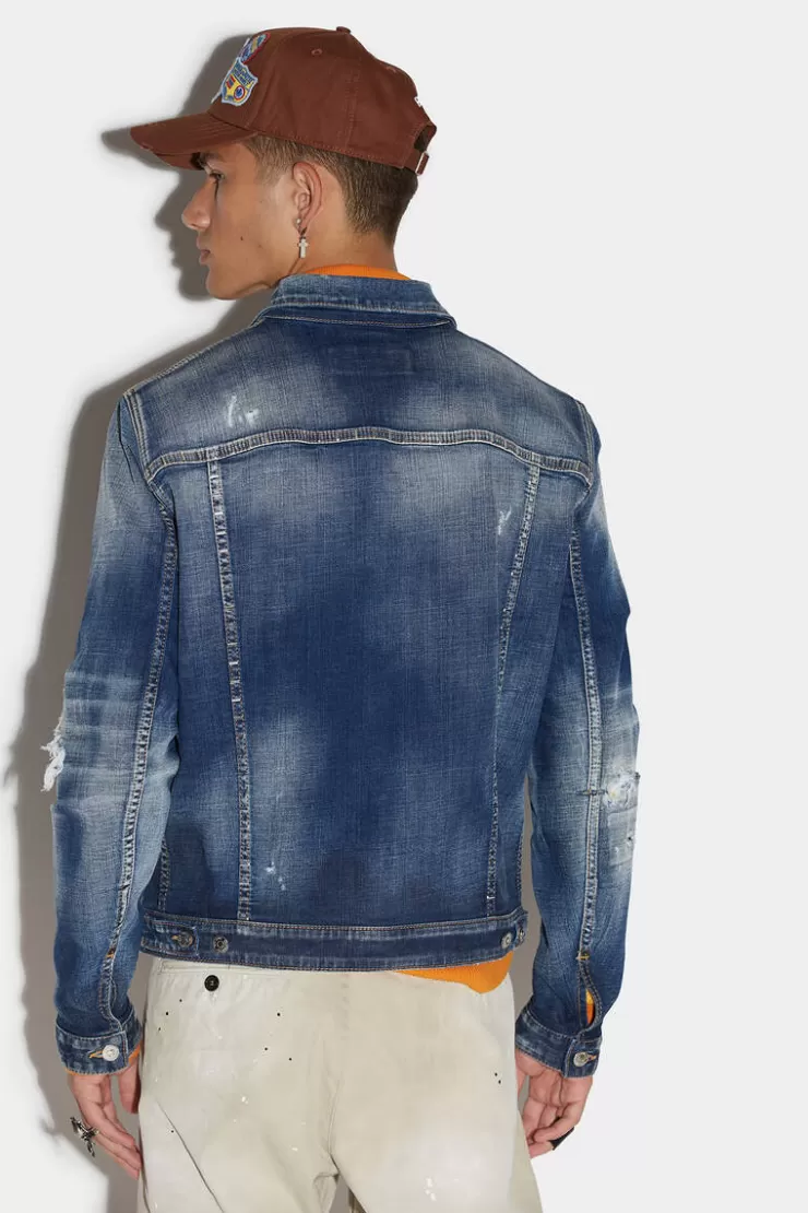 Dsquared2 Stapled Medium Stapled Clean Wash Dan Jean Jacket>Uomo Cappotti & Giubbotti