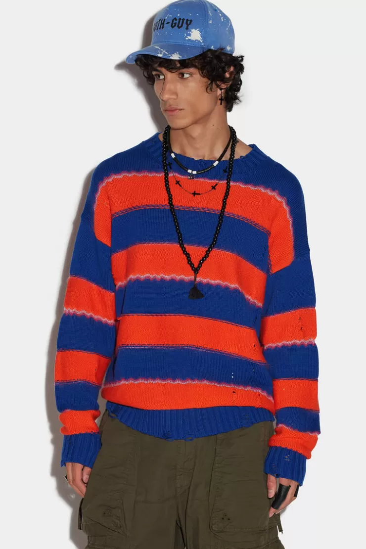 Dsquared2 Stripe Destroy Knit>Uomo Maglieria
