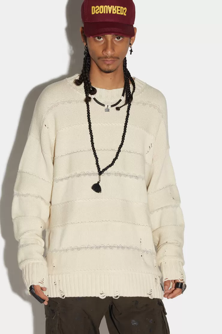 Dsquared2 Stripe Destroy Knit>Uomo Maglieria