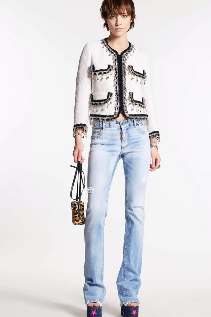 Dsquared2 Super Fade Light Wash Medium Waist Flare Jeans>Donna Jeans