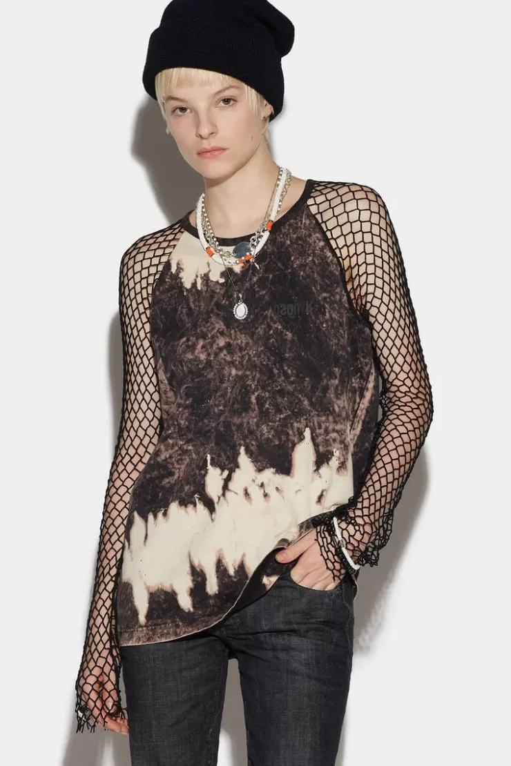 Dsquared2 Tye&Dye Net T-Shirt>Donna Top & T-Shirt
