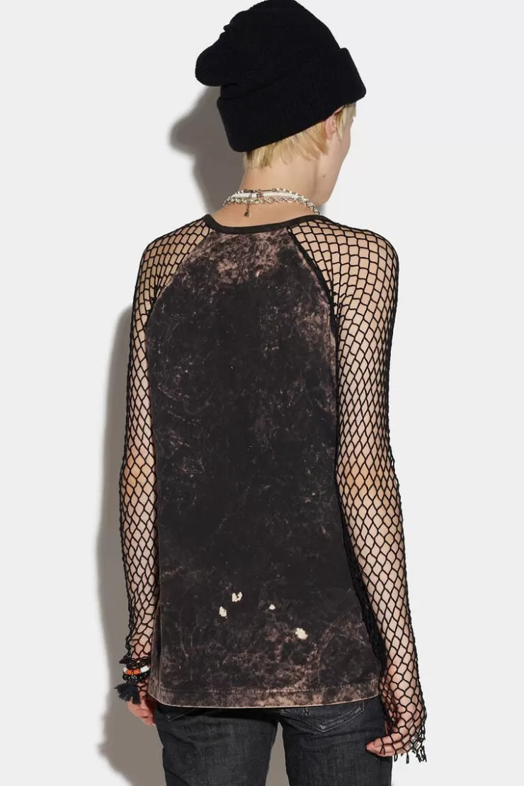 Dsquared2 Tye&Dye Net T-Shirt>Donna Top & T-Shirt