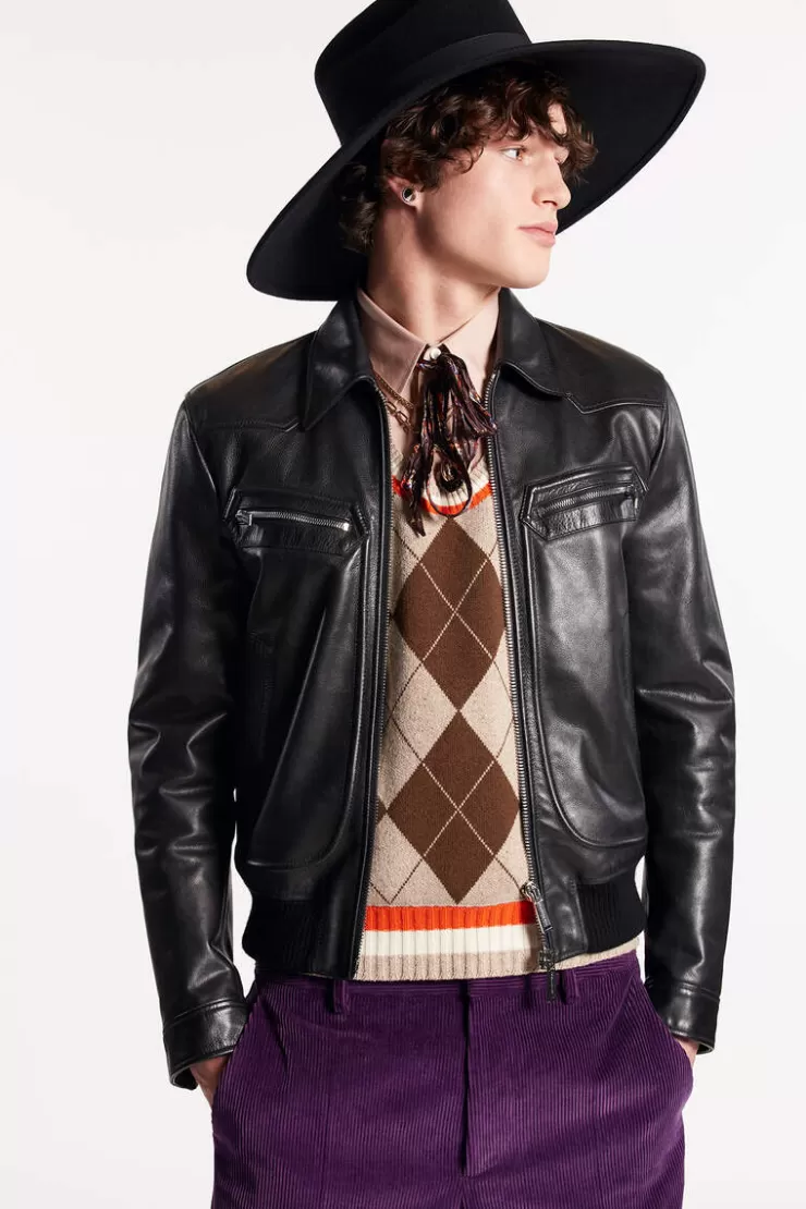 Dsquared2 Vintage Leather Jacket>Uomo Cappotti & Giubbotti